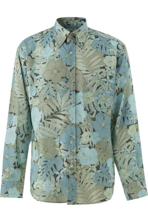 Tom Ford Floral Print Shirt in Blau