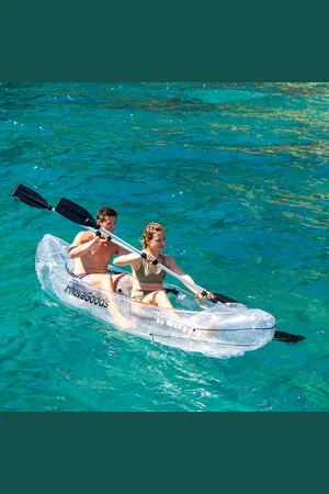 InnovaGoods Transparentes aufblasbares Kajak mit Zubehör Paros 312 cm 2 Plätze
