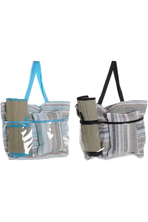 Dkd Home Decor Strandtasche Blau Braun grün Grau Minze PVC Leinwand 44 x 23 x 62 cm (2 Stück)