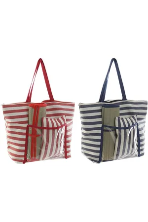 Dkd Home Decor Strandtasche 55 x 17 x 35 cm Leinwand Rot Blau PVC (2 Stück)
