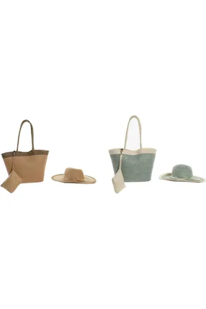 Dkd Home Decor Strandtasche Braun grün Beige Minze Faser 43 x 10 x 28 cm (2 Stück)