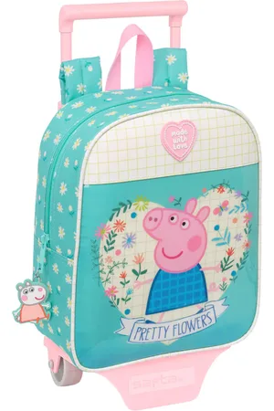 Peppa Pig Schulrucksack mit Rädern Pretty flowers Gelb Minze 22 x 27 x 10 cm