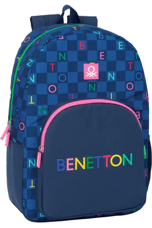 Benetton Schulrucksack Damero Marineblau 30 x 46 x 14 cm