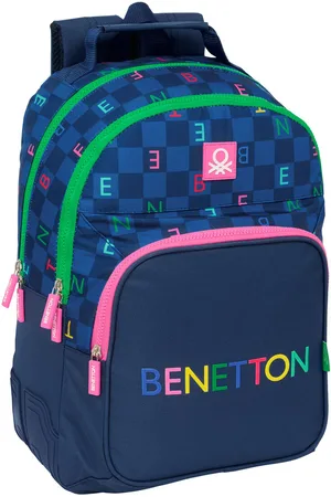 Benetton Schulrucksack Damero Marineblau 32 x 42 x 15 cm