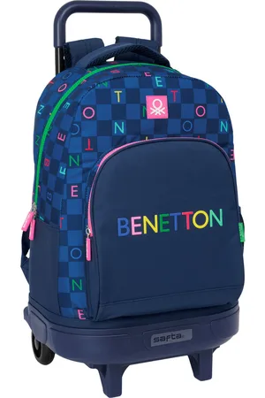 Benetton Schulrucksack mit Rädern Damero Marineblau 33 x 45 x 22 cm