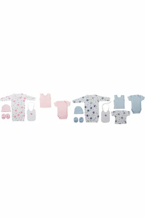 Dkd Home Decor Bekleidungs-Set Blau Rosa 0-6 Monate Sterne (7 Stücke) (2 Stück)