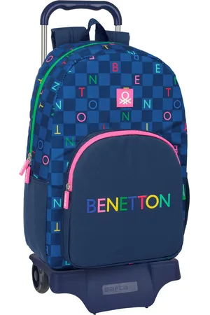 Benetton Schulrucksack mit Rädern Damero Marineblau 30 x 46 x 14 cm