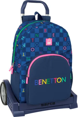 Benetton Schulrucksack mit Rädern Damero Marineblau 30 x 46 x 14 cm