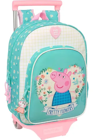 Peppa Pig Schulrucksack mit Rädern Pretty flowers Gelb Minze 26 x 11 x 67 cm 26 x 34 x 11 cm
