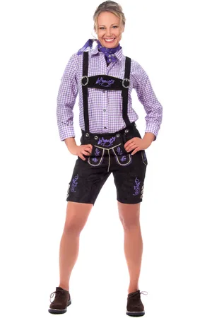 Edelnice Kurze Damen Lederhose lila