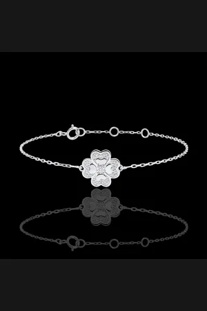 Edenly Armband Solitär Blüte - und Diamanten - Glitzernder Klee
