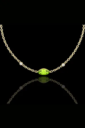 Edenly Halskette Auge des Orients - Peridot und Diamanten - 9 Karat