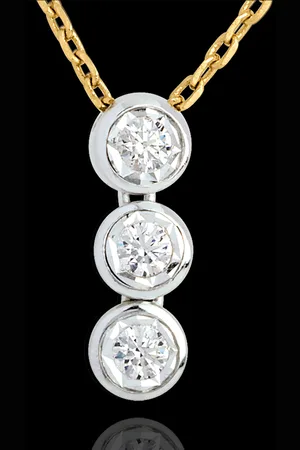 Edenly Diamant Collier Trilogie Sternschnuppe in Weiss- und Gelbgold - 3 Diam