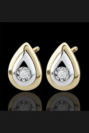 Edenly Ohrstecker Träne der Antilope -Gelbgold und Weißgold