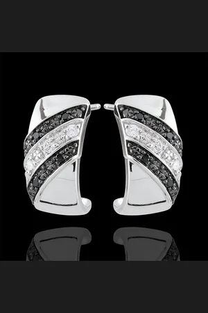 Edenly Creolen Dämmerschein - Sonnenuntergang - Schwarze Diamanten - 18 Kara