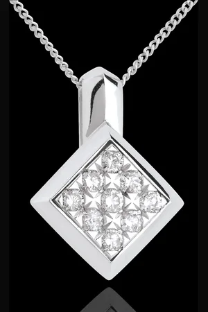 Edenly Collier Schachbrett in Weissgold - 0.25 Karat