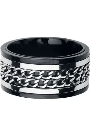 etNox hard and heavy Double Chain Ring silberfarben