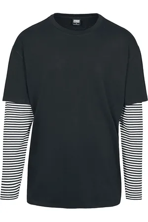 Urban classics Oversized Double Layer Striped LS Tee Langarmshirt weiß in L