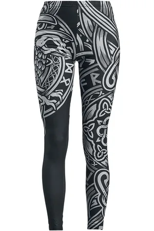 EMP Schwarze Leggings mit keltisch anmutendem Print Leggings in 3XL