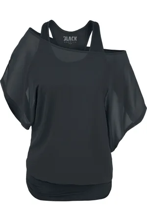 EMP Schwarzes T-Shirt mit Fledermausärmeln T-Shirt in 3XL