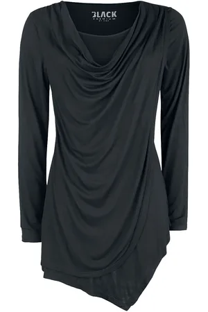 EMP Schwarzes Langarmshirt mit Wasserfallausschnitt Langarmshirt in 3XL
