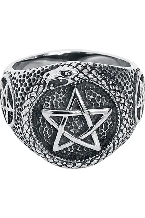etNox hard and heavy Schlangen Pentagramm Ring