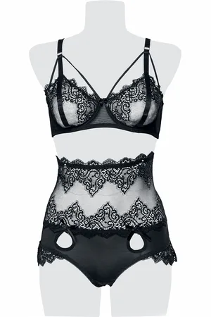 Grey Velvet 2-teiliges Spitzen Bra Set Wäsche-Set in M