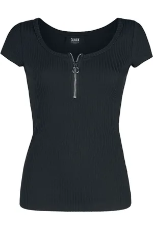 EMP Schwarzes T-Shirt mit Reißverschluss im Ausschnitt T-Shirt in 3XL