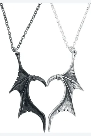 Alchemy Demon Wings Sweetheart Halskette silberfarben