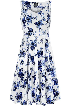 H&R London Blue Rosaceae Swing Dress Mittellanges Kleid in L