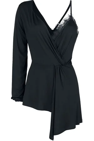 Gothicana Auffälliges Oberteil mit Spitzendetails Langarmshirt in L