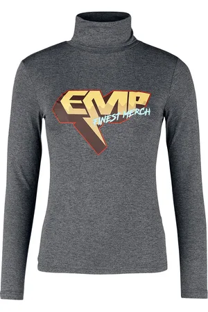 EMP Rollkragenshirt mit EMP-Print Langarmshirt in L