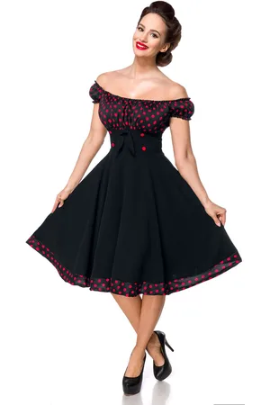 Belsira Schulterfreies Swing-Kleid Mittellanges Kleid rot in M