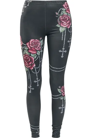 Rock Rebel Leggings mit Rosen und Kreuzen Leggings in 3XL