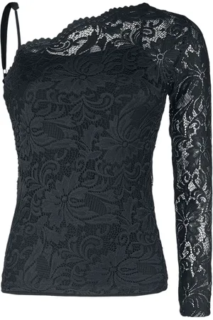 EMP One-Shoulder-Shirt aus Spitze Langarmshirt in L
