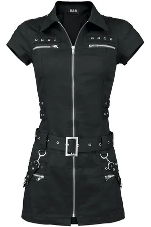 H&R London Black Zip Dress Kurzes Kleid in L