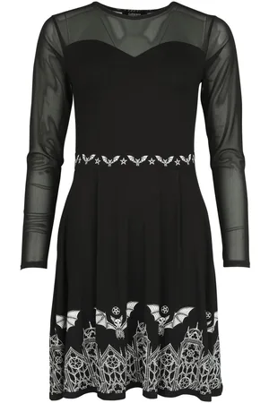 Gothicana Mesh Dress with Bats Kurzes Kleid in L