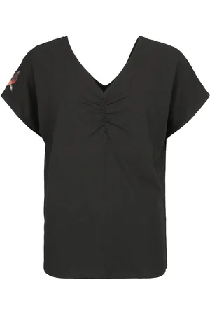 EMP T-Shirt with Shirred V-Neck T-Shirt in L