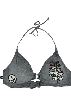 Rock Rebel Bikini Top With Old Skool Prints Bikini-Oberteil schwarz in L