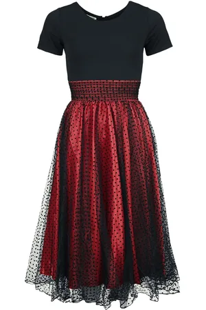 Belsira Retrokleid mit Punkten Mittellanges Kleid rot in L