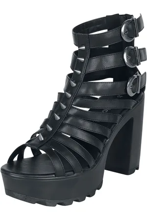 Gothicana Schwarze High Heels mit Riemen und Nieten High Heel in EU37
