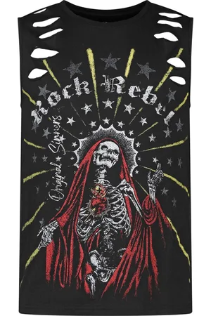 Rock Rebel Top With Skeleton Madonna Frontprint Tank-Top in L