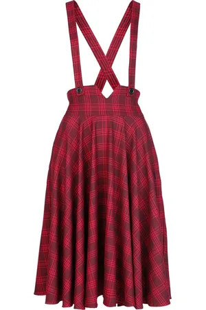 Voodoo Vixen Plaid Removable Suspender Flare Skirt Mittellanger Rock in M