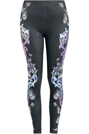 Full Volume Leggings With Skull And Butterfly Print Leggings in L