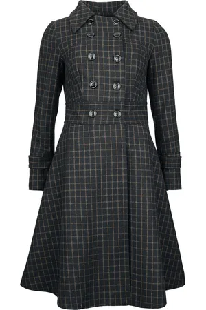 Voodoo Vixen Double Breasted Collared Check Coat Mantel braun in L