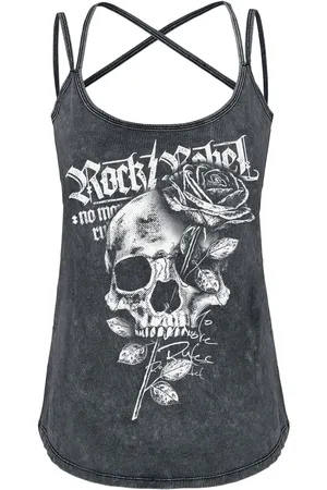 Rock Rebel Top mit Vintage Waschung und Print Top in 3XL