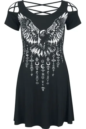 EMP Dress With Raven Frontprint Kurzes Kleid in L