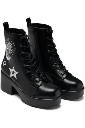 Koi Astro Silver Star & Moon Chunky Boots Boot in EU36