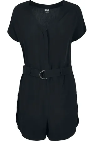 Urban classics Ladies Short Black Viscose Belt Jumpsuit Jumpsuit in L