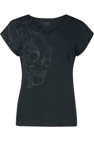 EMP T-Shirt mit Totenkopf Print und Spitze T-Shirt in 3XL